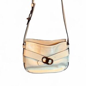 Tory Burch Gemini Link White Patent Leather Crossbody Shoulder Bag